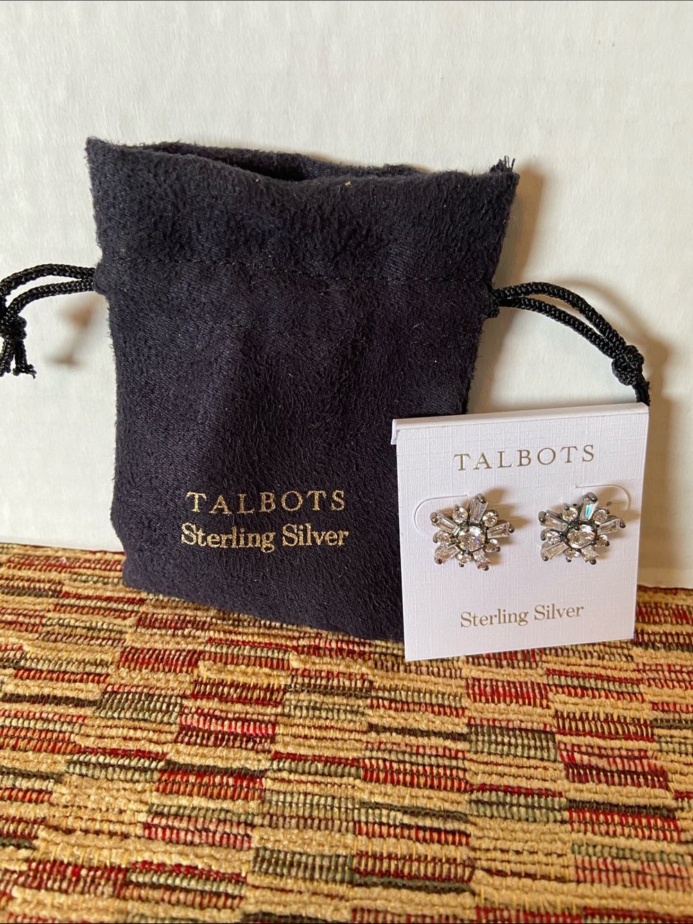 Talbots Silver Crystal Floral Cluster Stud Earrings